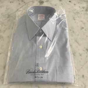 Brooks Brothers men’s blue button down Madison shirt.